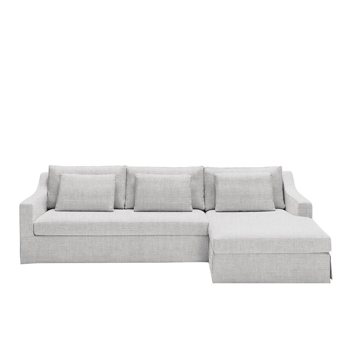 Sofá de 5 plazas desenfundable con chaise longue derecha de lino Line - Marbore Blanco Marbore Blanco-1