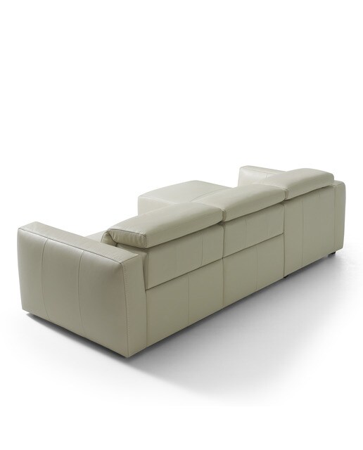 Sofá em Pele de 5 Lugares com 2 Assentos Relax Elétricos e Chaise Longue Esquerda Trento Pietra-6