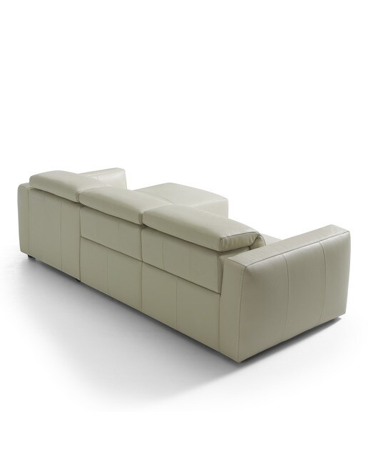 Sofá em Pele de 5 Lugares com 2 Assentos Relax Elétricos e Chaise Longue Direita Trento Pietra-6