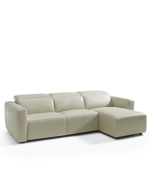 Sofá em Pele de 5 Lugares com 1 Assento Relax Elétrico e Chaise Longue Direito Trento Pietra-2