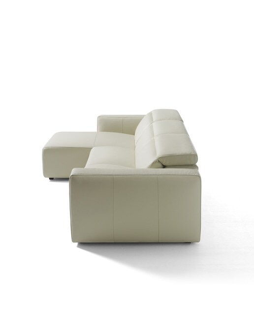 Sofá em Pele de 5 Lugares com Chaise Longue Esquerda Trento Pietra-3