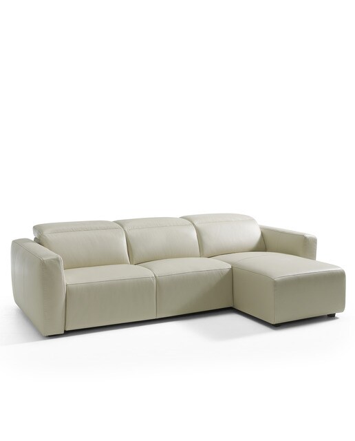 Sofá em Pele de 5 Lugares com Chaise Longue Direita Trento Pietra-2