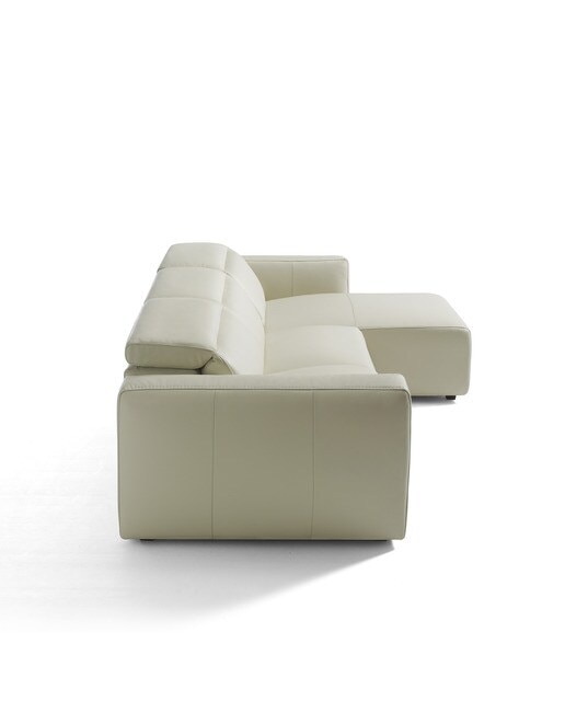 Sofá em Pele de 5 Lugares com Chaise Longue Direita Trento Pietra-3