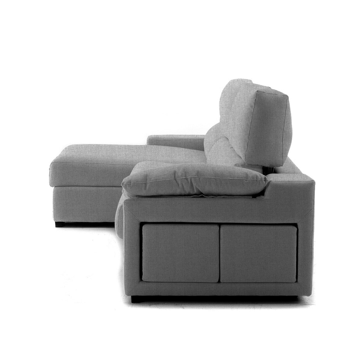Sofá tapizado de 5 plazas con asientos deslizantes, chaiselongue izquierda y arcón Frank El Corte Inglés - Gris Gris-3