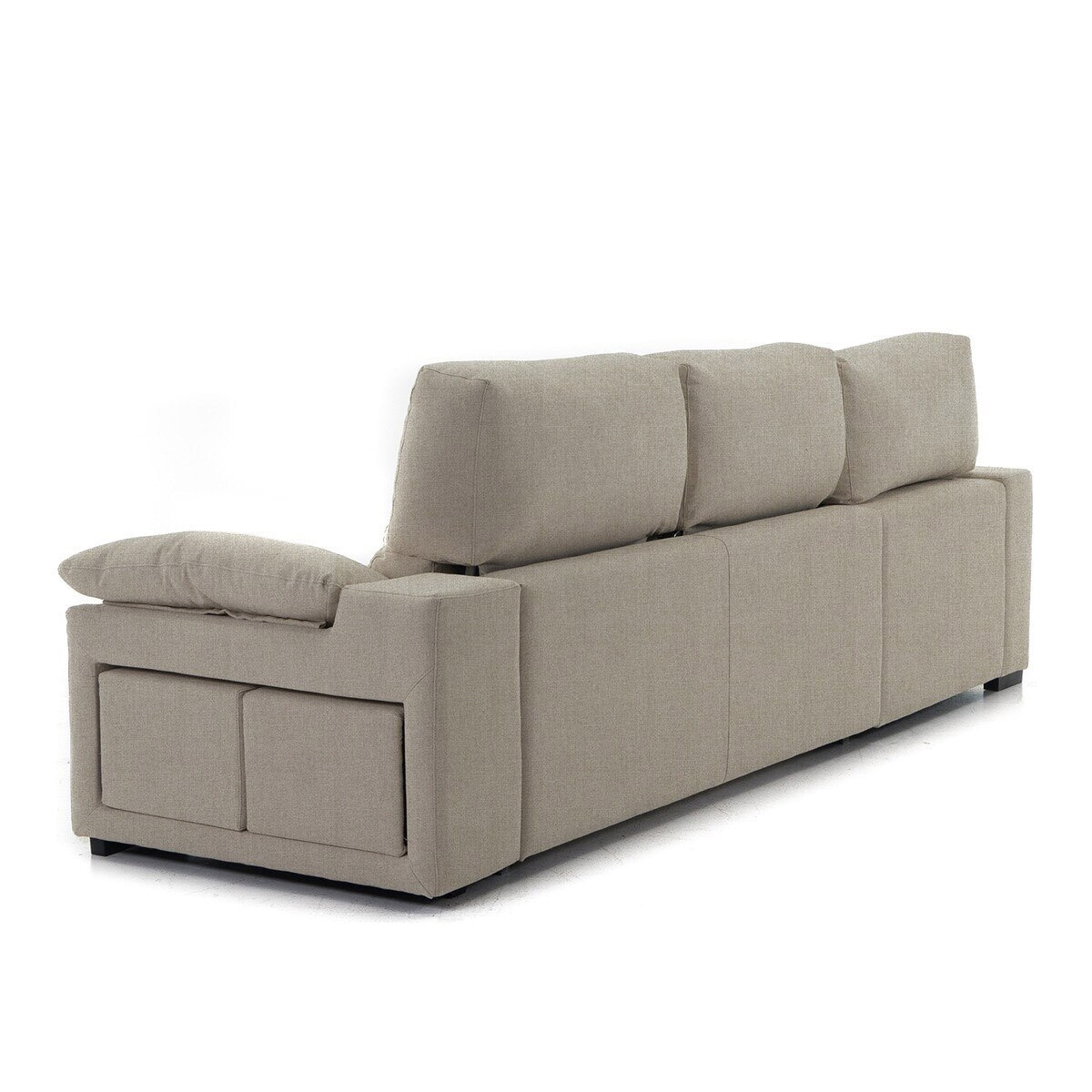 Sofá estofado de 5 lugares com assentos deslizantes, chaise longue esquerda e baú Frank Bege-4