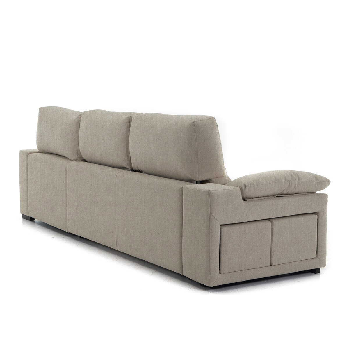 Sofá estofado de 5 lugares com assentos deslizantes, chaise longue direita e baú Frank Bege-4
