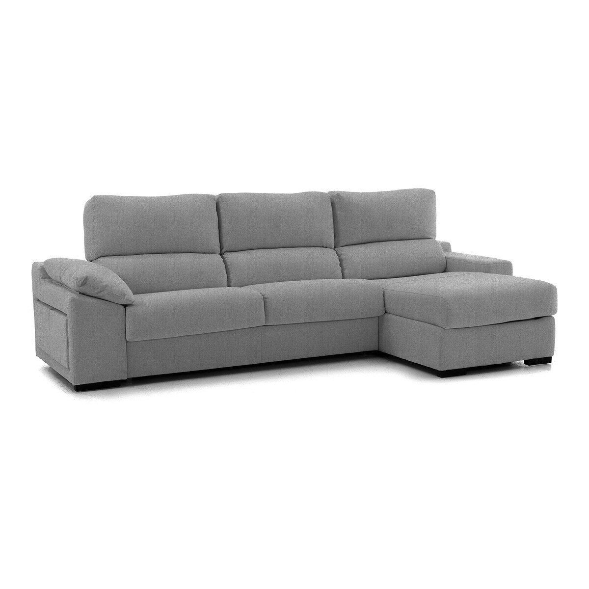 Sofá-cama estofado de 5 lugares com chaise longue direita e baú Frank Cinzento-2
