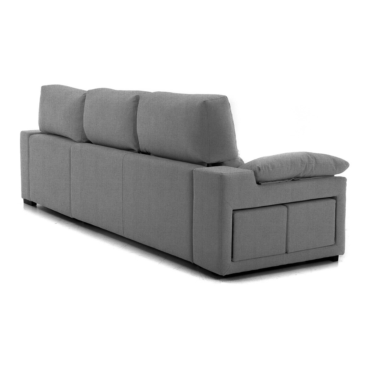 Sofá-cama estofado de 5 lugares com chaise longue direita e baú Frank Cinzento-5