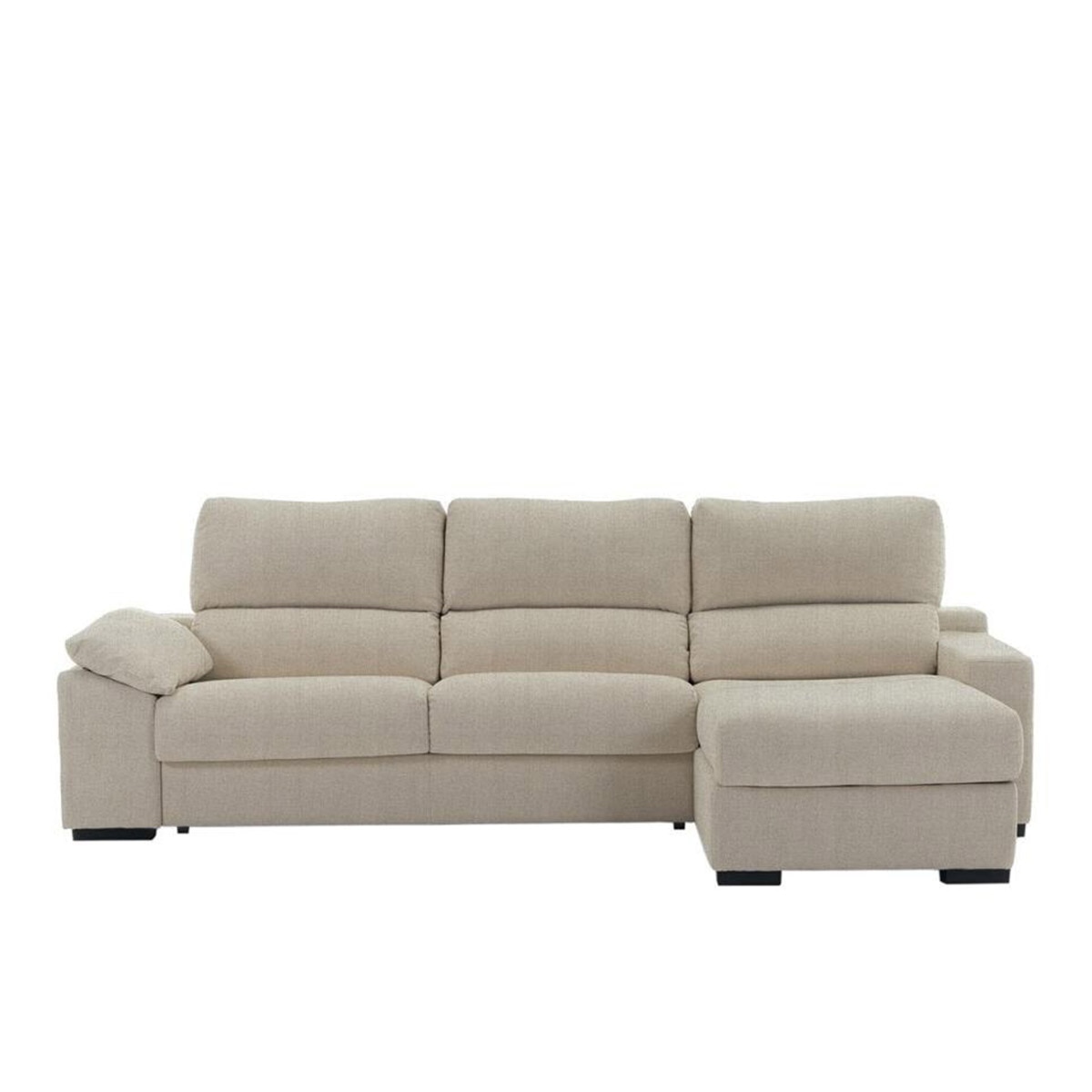 Sofá cama tapizado de 5 plazas con chaiselongue derecha y arcón Frank El Corte Inglés - Beige Beige-1