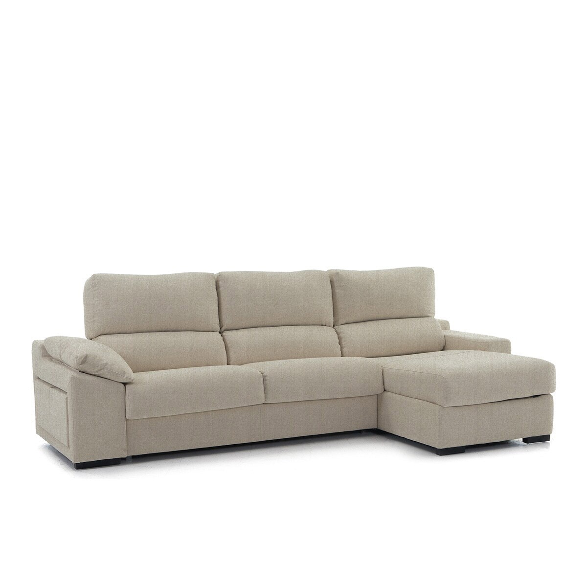 Sofá cama tapizado de 5 plazas con chaiselongue derecha y arcón Frank El Corte Inglés - Beige Beige-2
