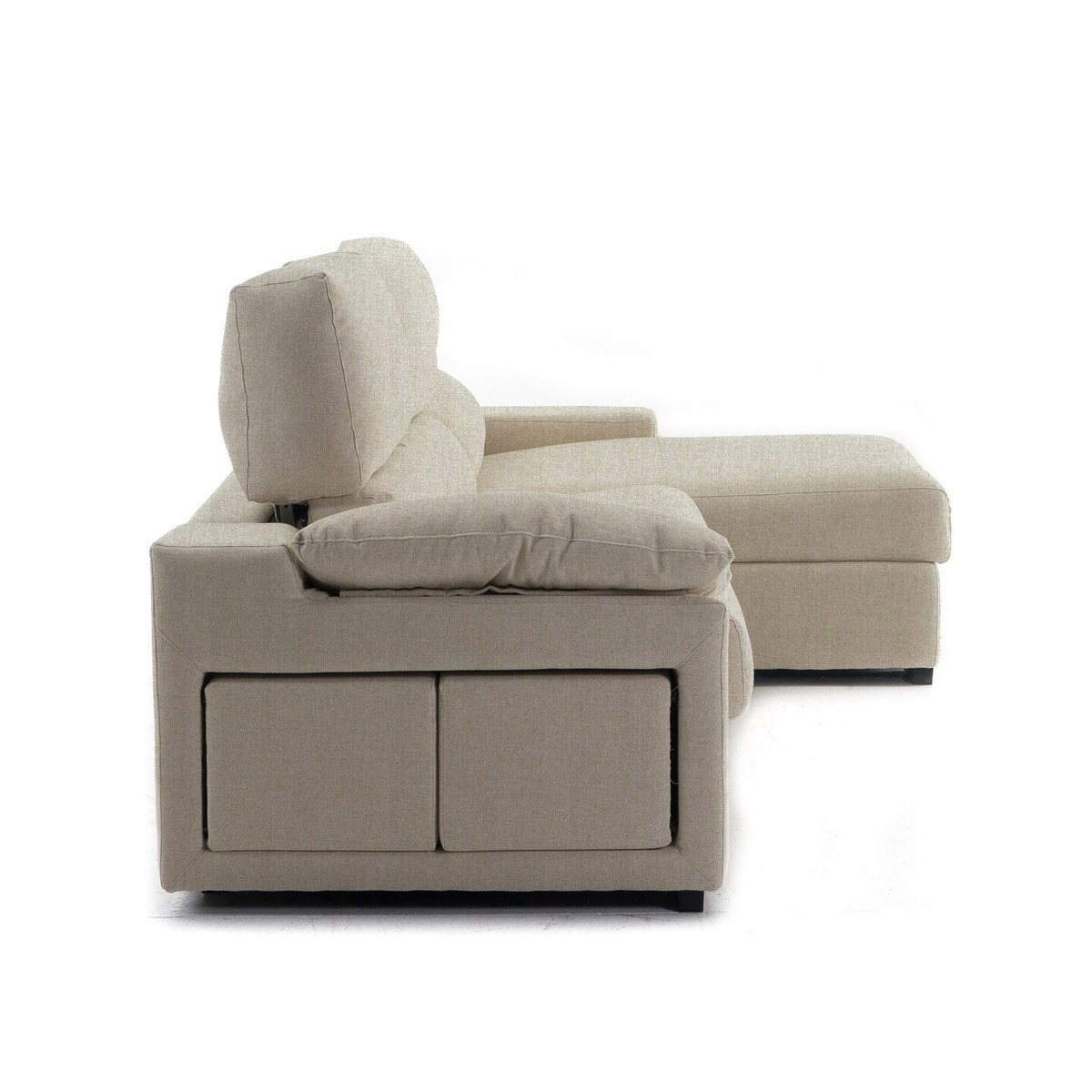 Sofá cama tapizado de 5 plazas con chaiselongue derecha y arcón Frank El Corte Inglés - Beige Beige-4