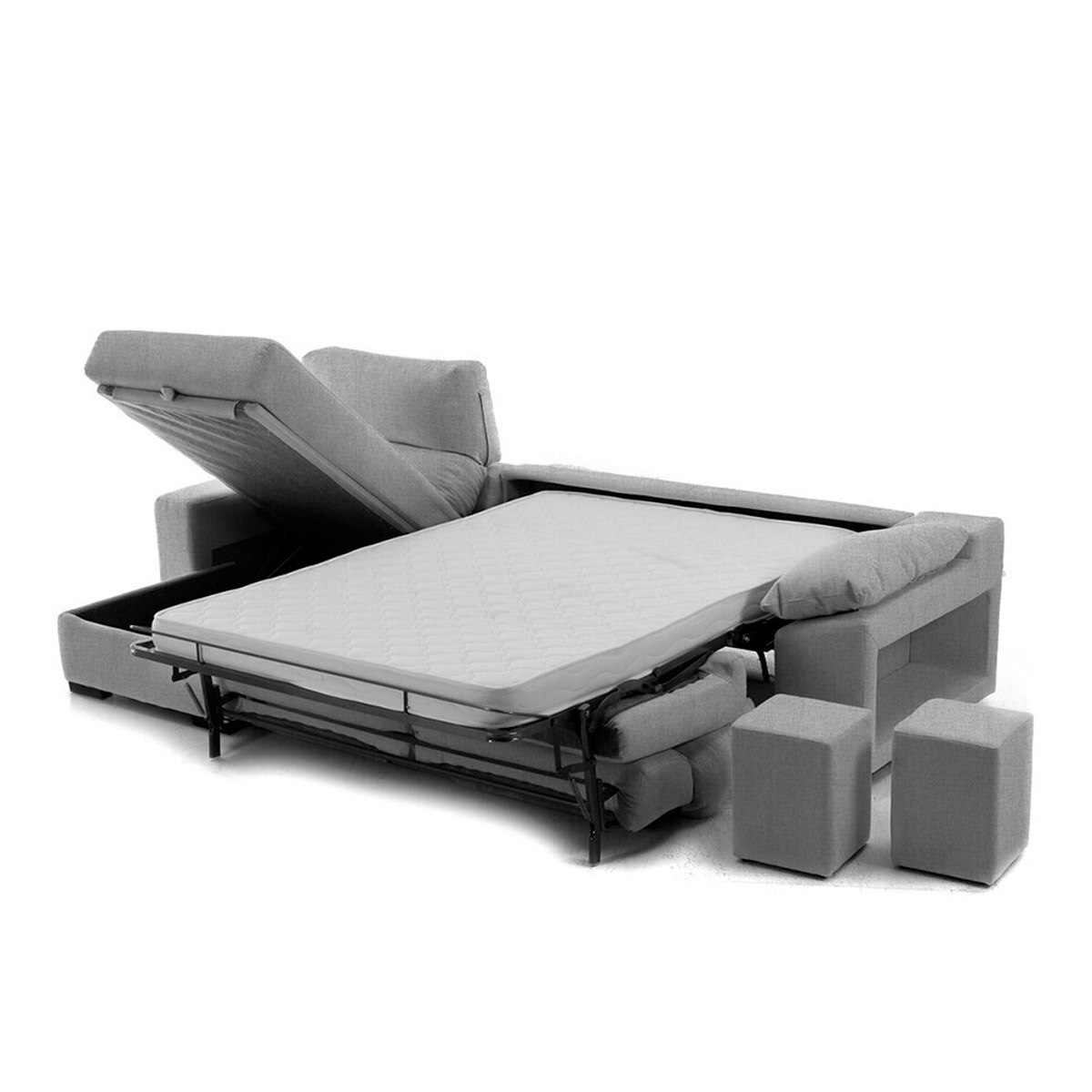 Sofá cama tapizado de 5 plazas con chaiselongue izquierda y arcón Frank El Corte Inglés - Gris Gris-3