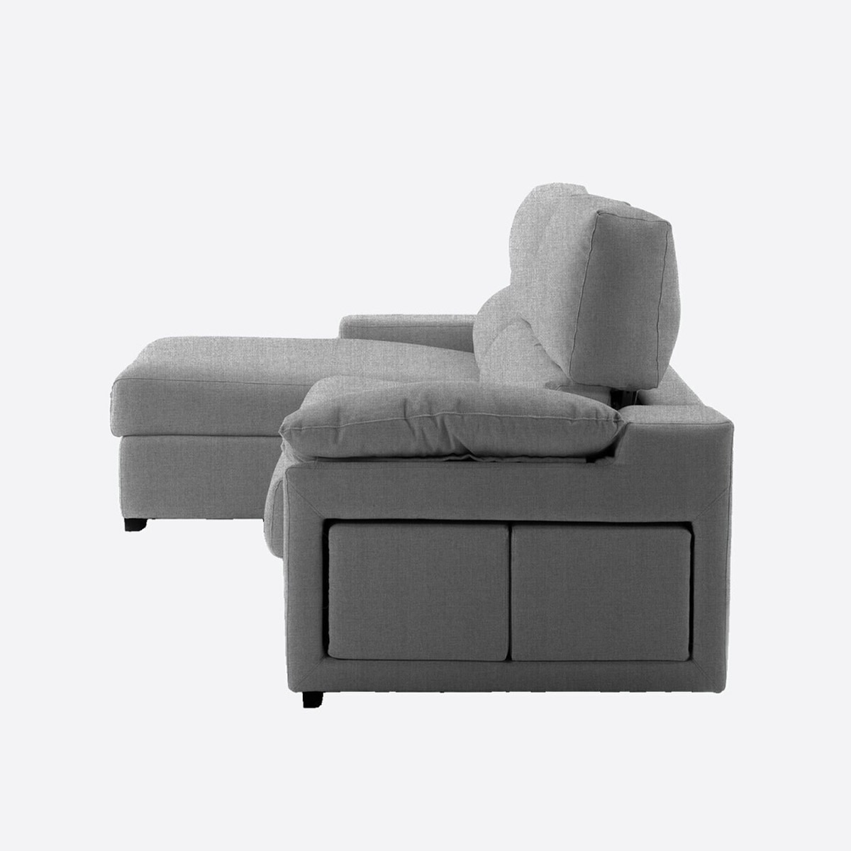 Sofá cama tapizado de 5 plazas con chaiselongue izquierda y arcón Frank El Corte Inglés - Gris Gris-4