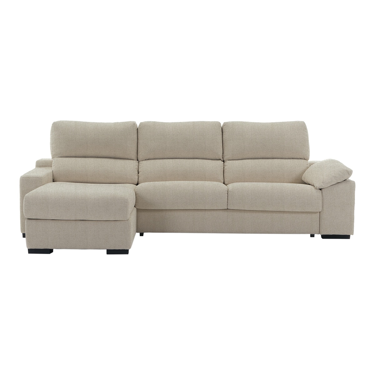 Sofá-cama estofado de 5 lugares com chaise longue esquerda e baú Frank Bege-1