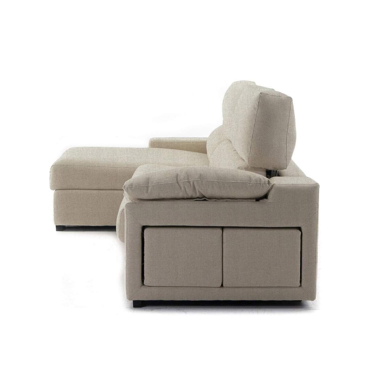Sofá-cama estofado de 5 lugares com chaise longue esquerda e baú Frank Bege-4