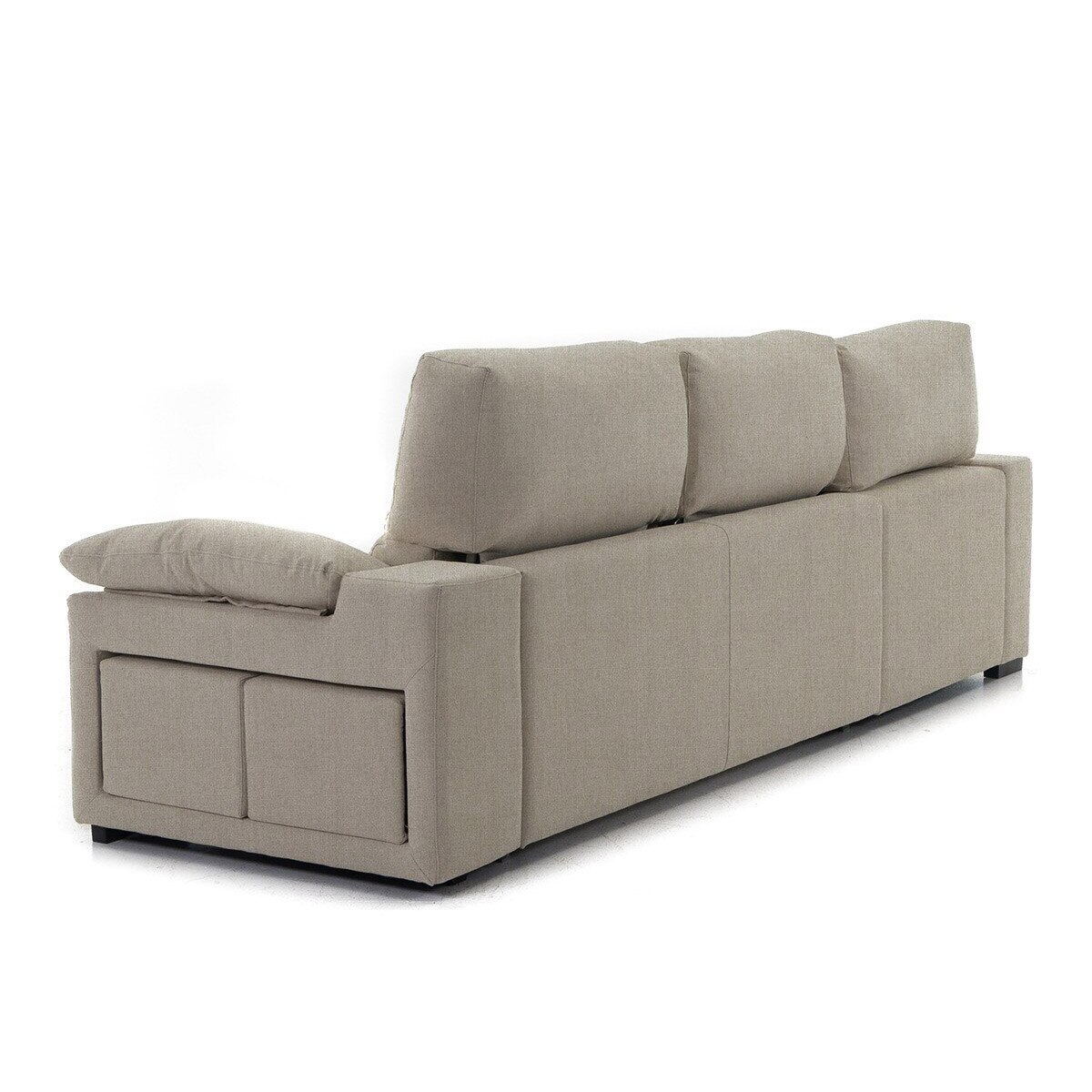 Sofá-cama estofado de 5 lugares com chaise longue esquerda e baú Frank Bege-5