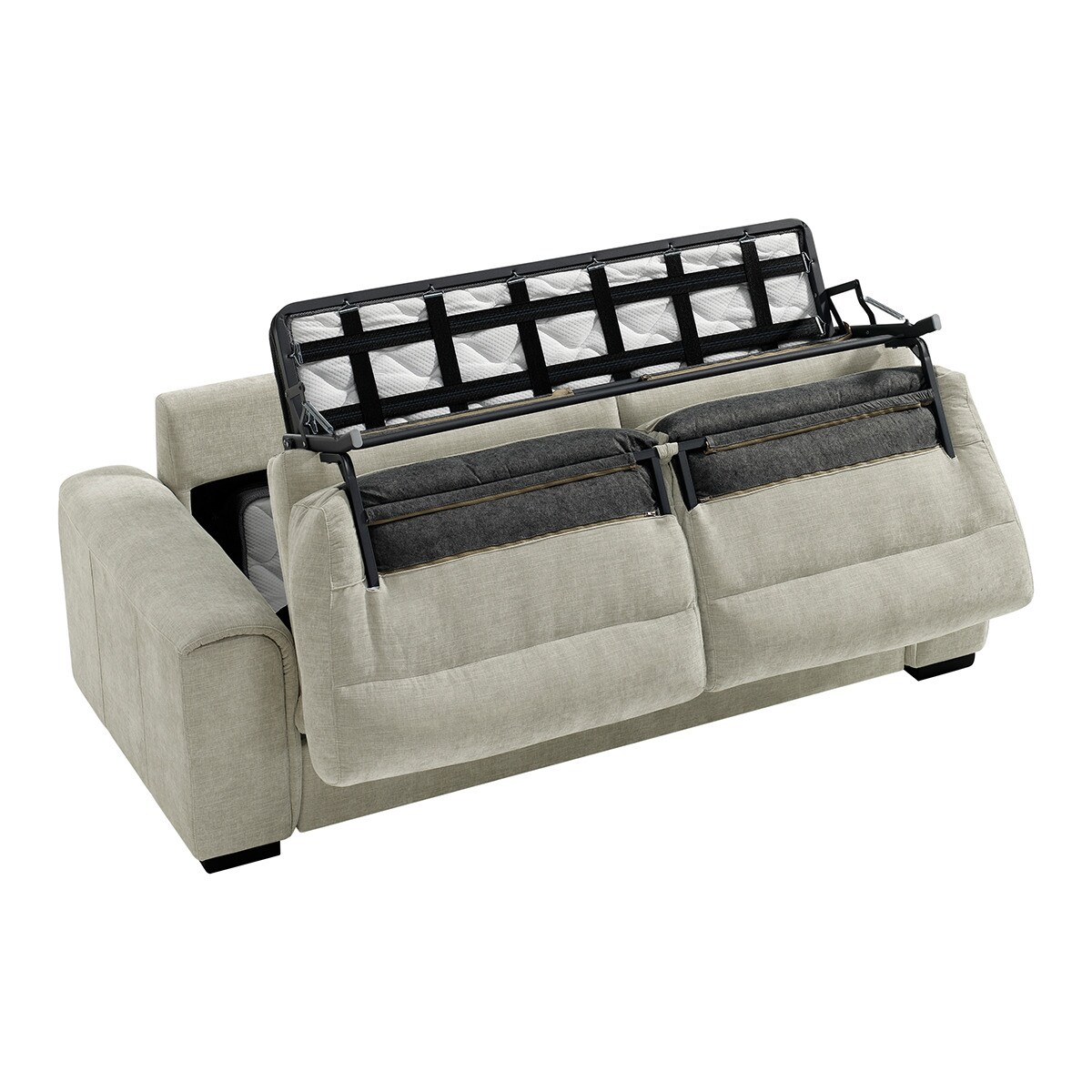 Sofá-Cama de 4 Lugares em Mistura de Algodão Ródano Creme-6