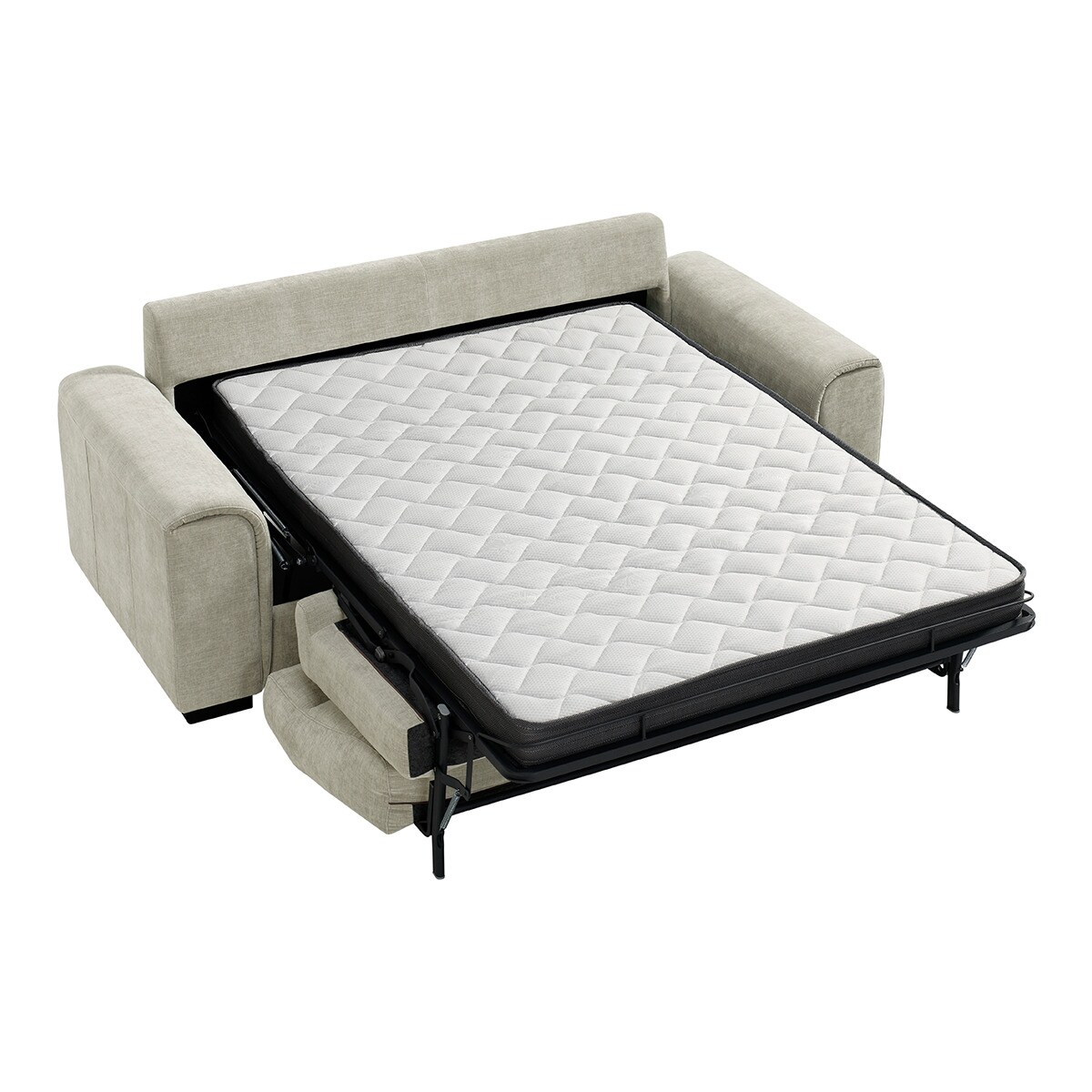 Sofá-Cama de 4 Lugares em Mistura de Algodão Ródano Creme-7