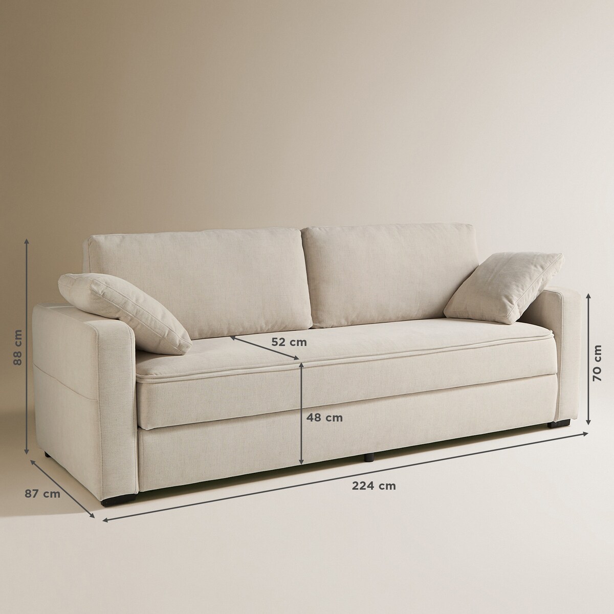 Sofá-Cama de 3 Lugares Adur Cru-13