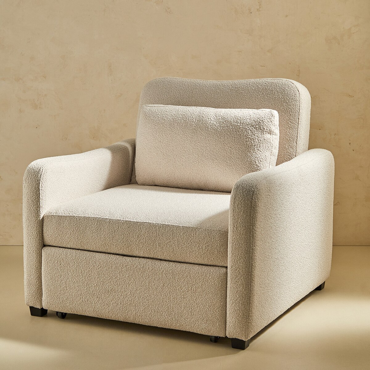 Cadeira-Cama com Tecido Bouclé Londres Creme-1