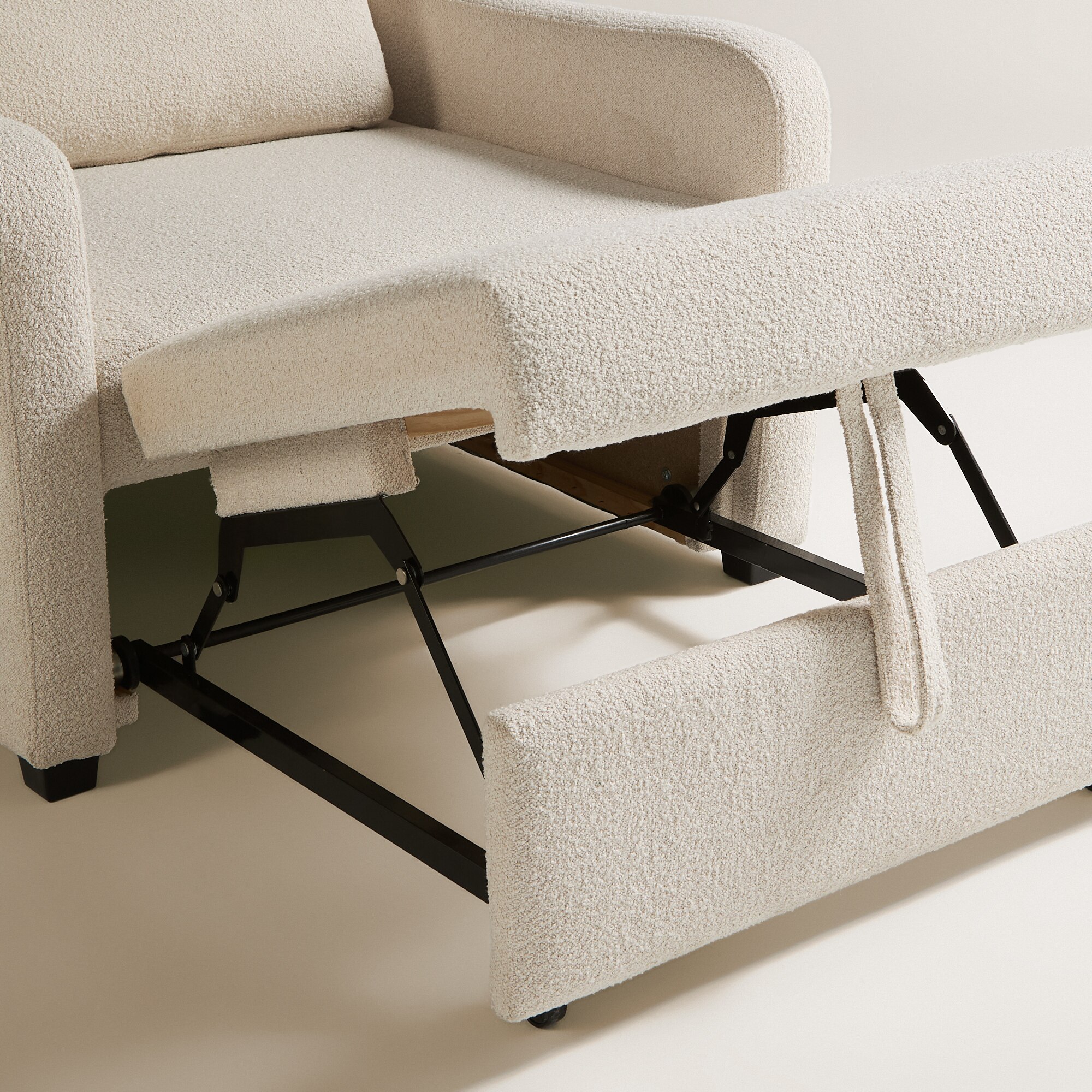 Cadeira-Cama com Tecido Bouclé Londres Creme-9