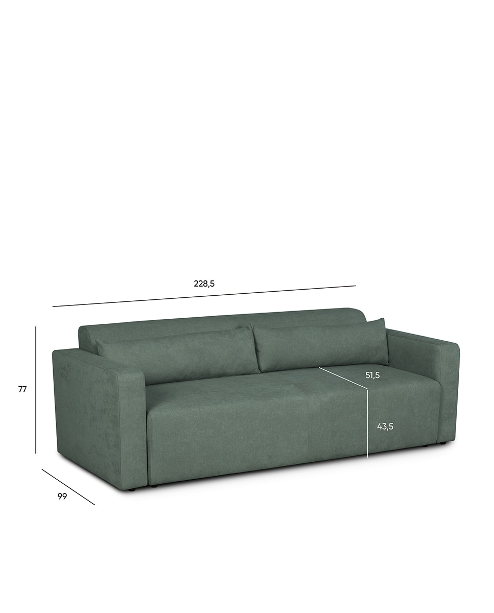 Imagen 9 de Sofá cama de 3 plazas Copenhague - Verde Verde