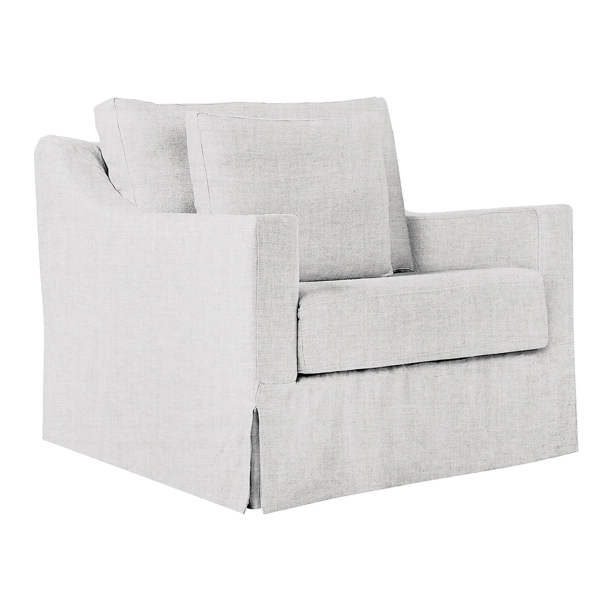 Sillón de 1,5 plazas desenfundable de lino Line - Marbore Blanco Marbore Blanco-1