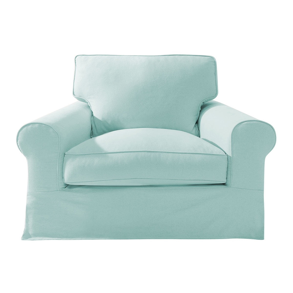 Sillón de 1,5 plazas desenfundable de algodón y lino con brazo redondo Bolonia El Corte Inglés - Aqua Aqua-1