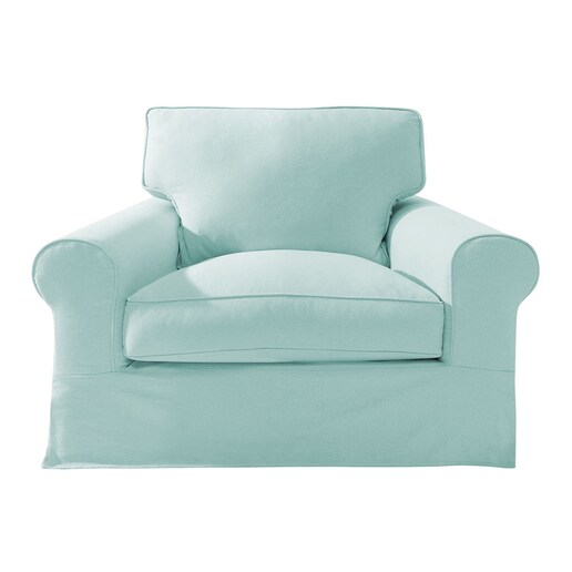 Sillón desenfundable de algodón y lino con brazo redondo Bolonia