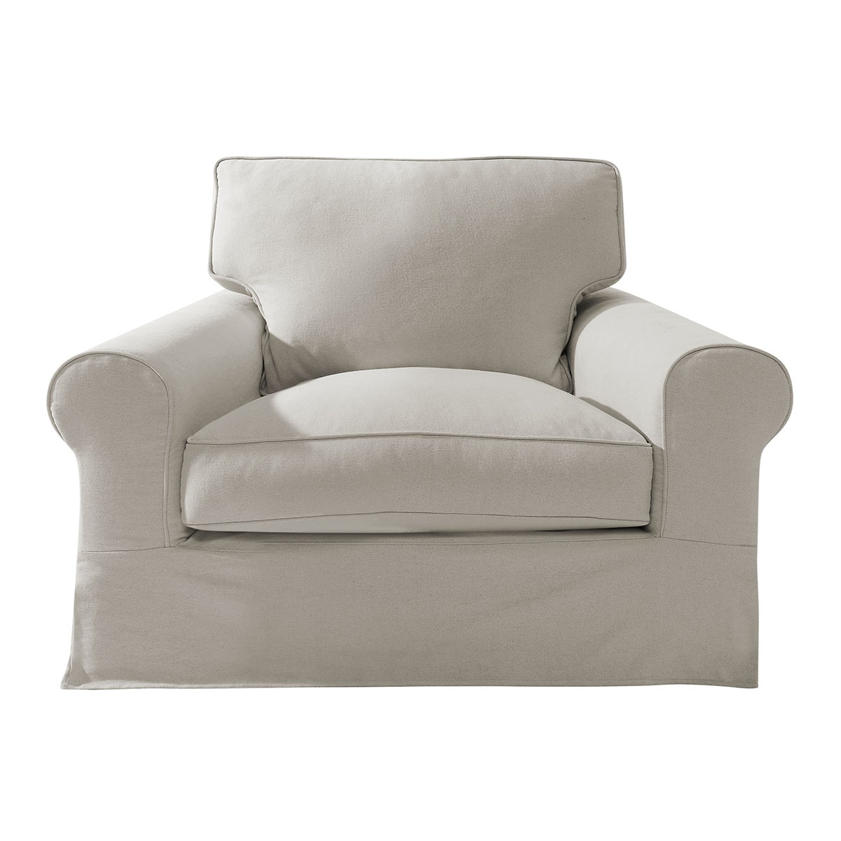 Sillón de 1,5 plazas desenfundable de algodón y lino con brazo redondo Bolonia El Corte Inglés - Piedra Piedra-1