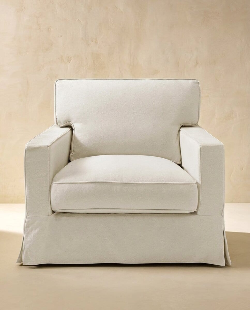 Imagen 1 de Sillón desenfundable de algodón y lino con brazo recto Bolonia Natural