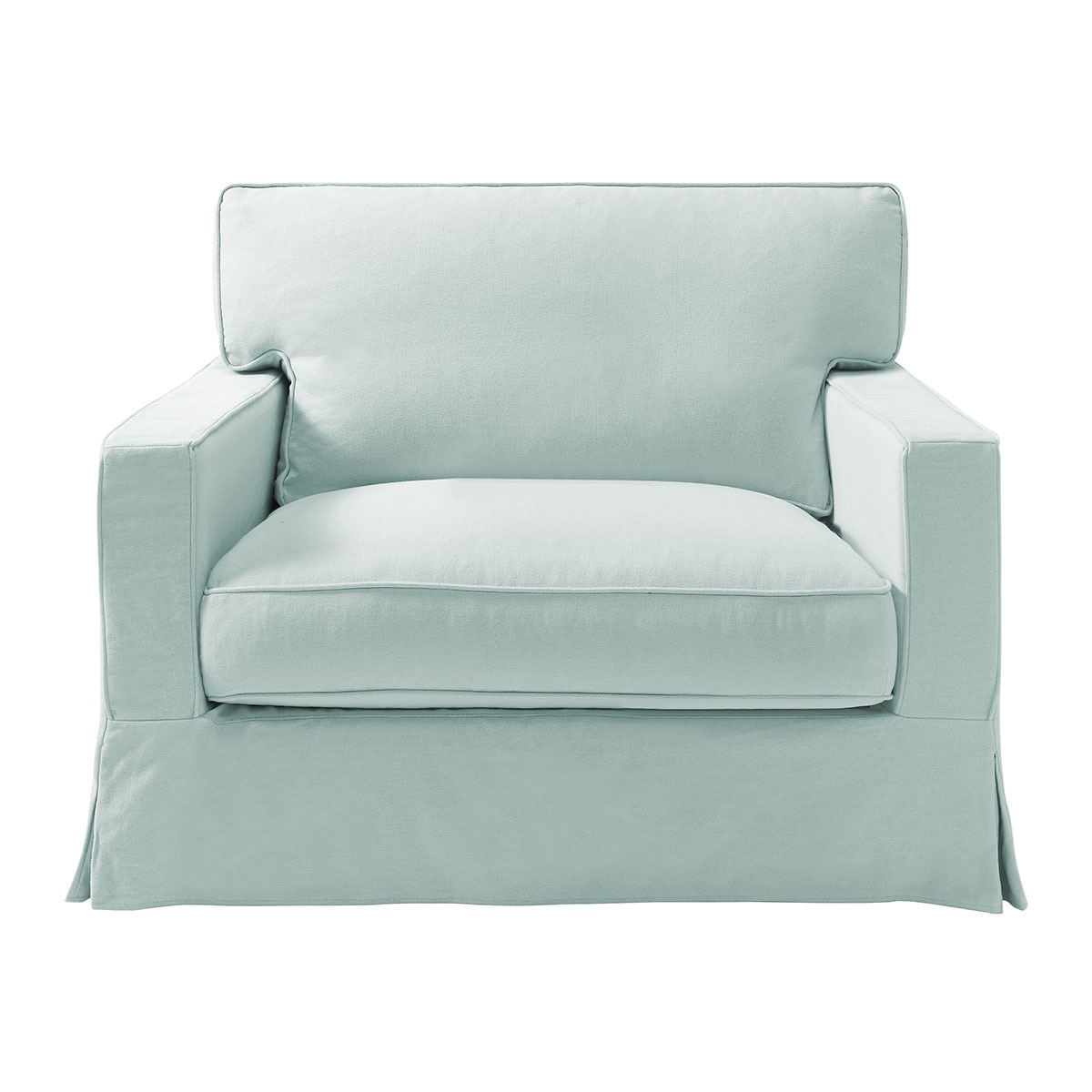 Sillón de 1,5 plazas desenfundable de algodón y lino con brazo recto Bolonia El Corte Inglés - Aqua Aqua-1
