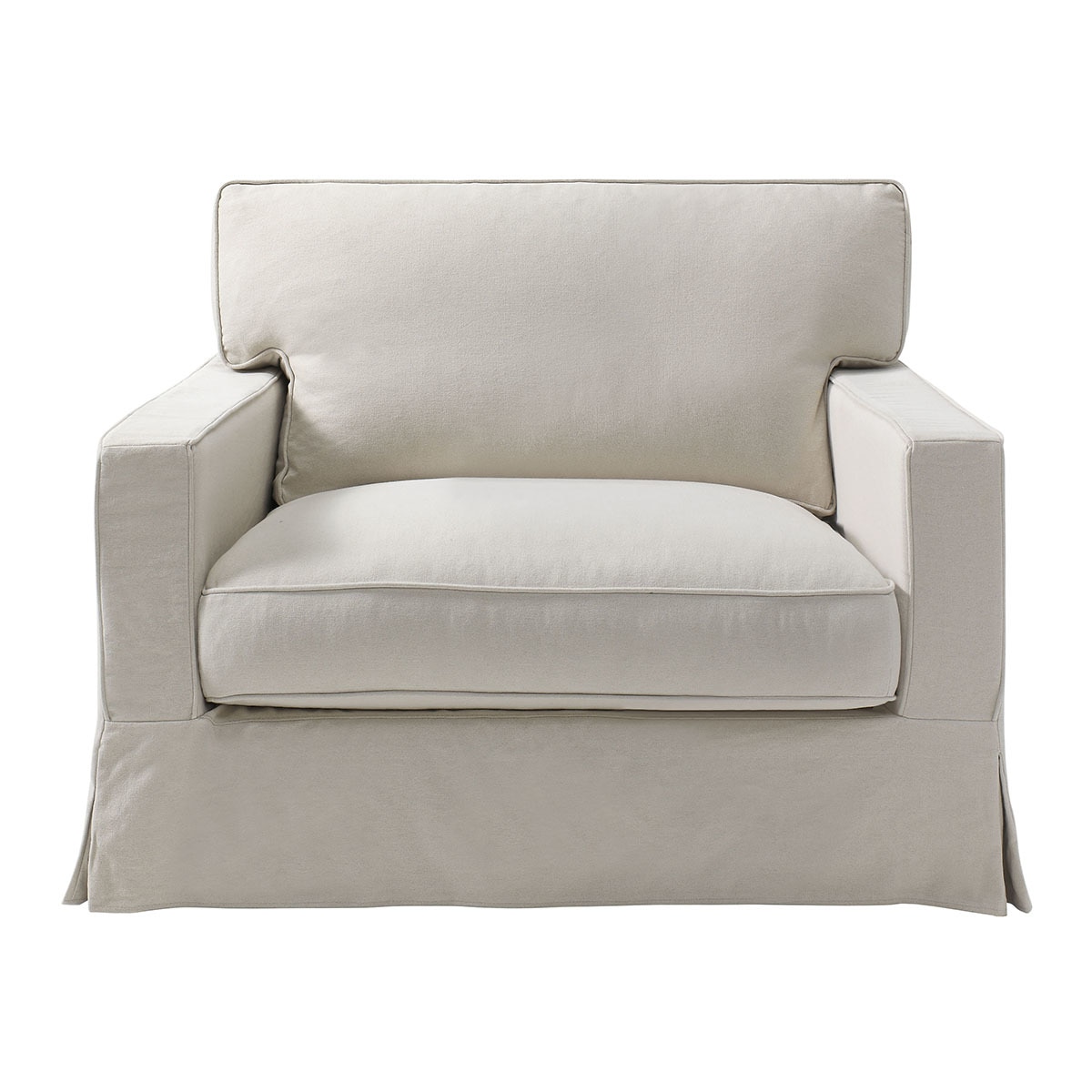 Sillón de 1,5 plazas desenfundable de algodón y lino con brazo recto Bolonia El Corte Inglés - Piedra Piedra-1