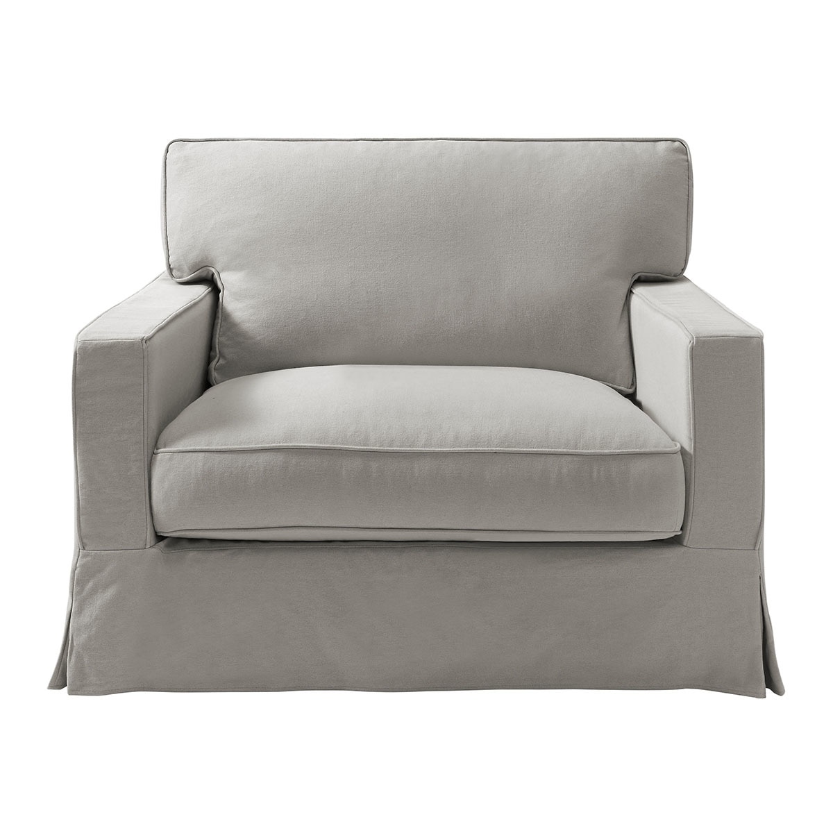 Sillón de 1,5 plazas desenfundable de algodón y lino con brazo recto Bolonia El Corte Inglés - Gris plomo Gris plomo-1