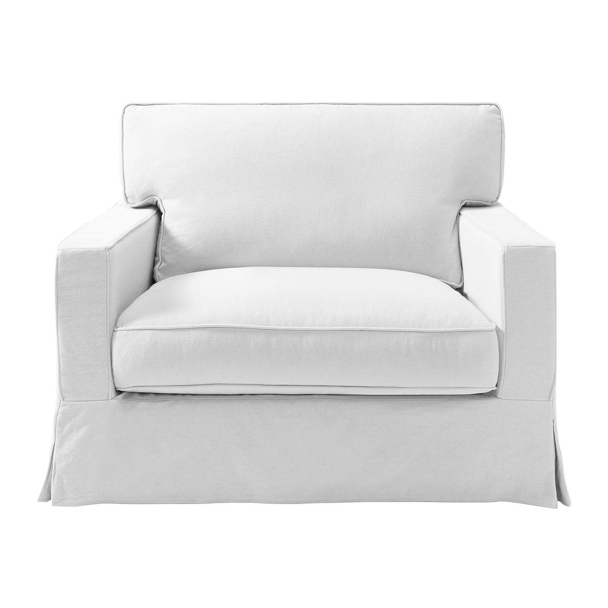 Sillón de 1,5 plazas desenfundable de algodón y lino con brazo recto Bolonia El Corte Inglés - Blanco Blanco-1