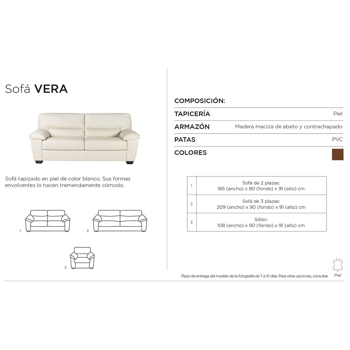 Sillón de piel Vera El Corte Inglés - Marrón chocolate CAT A0BH Marrón chocolate CAT A0BH-4