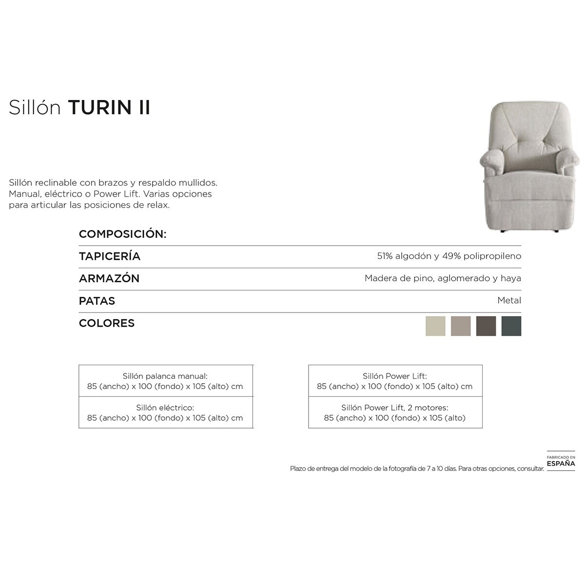 Sillón con relax eléctrico Turín II El Corte Inglés - Divine5-marrón claro Divine5-marrón claro-7