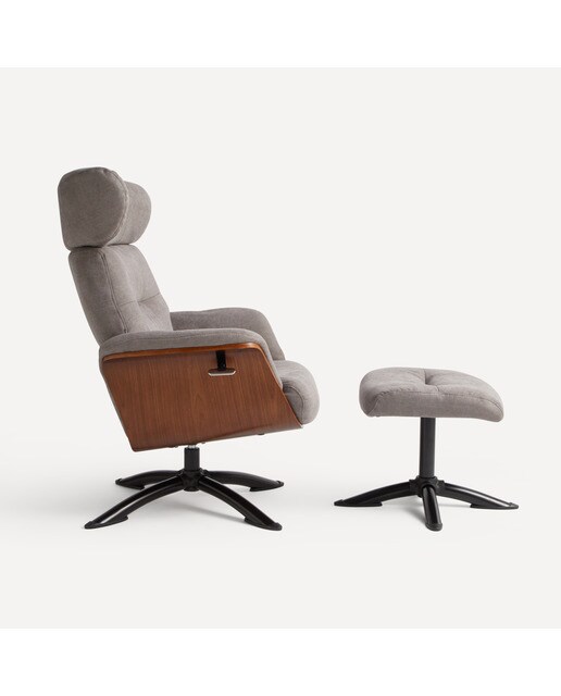 Sillón relax manual giratorio con reposapiés Lars El Corte Inglés - Gris claro Gris claro-3