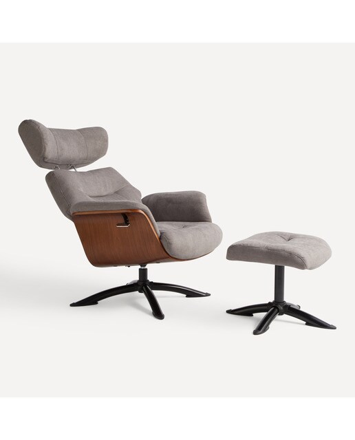 Sillón relax manual giratorio con reposapiés Lars El Corte Inglés - Gris claro Gris claro-5