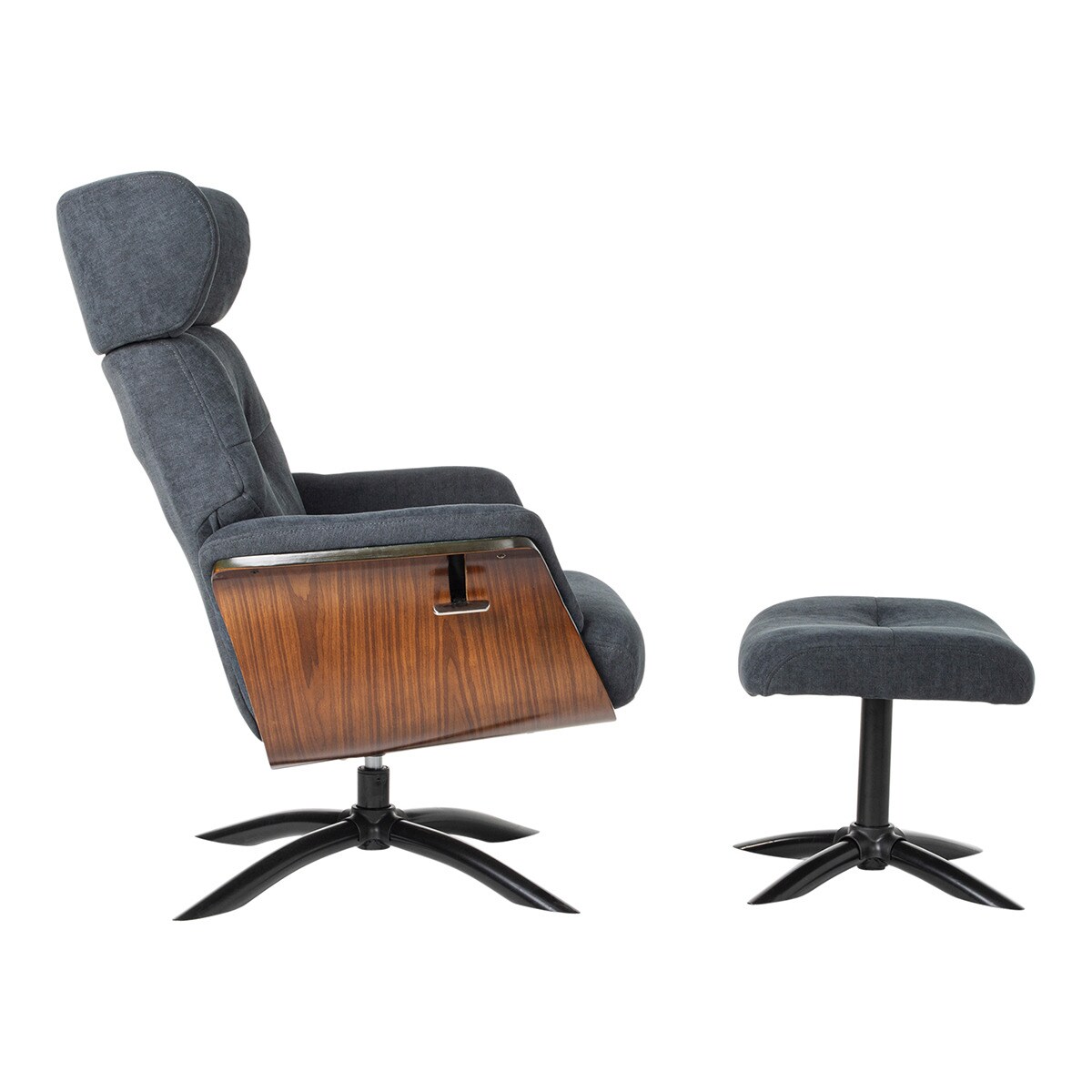 Poltrona de relax manual giratória com repouso para os pés Baxter Azul-escuro-3