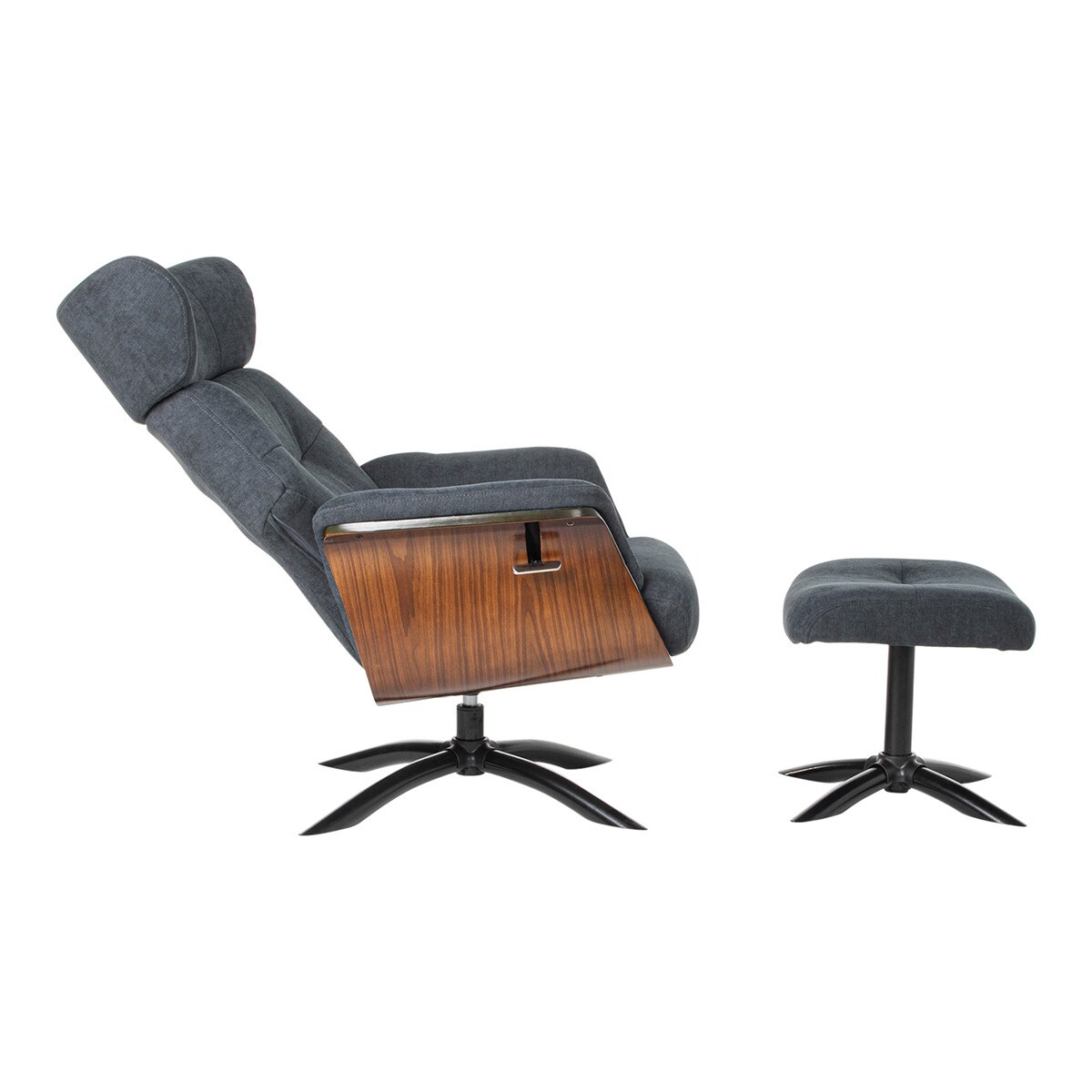 Poltrona de relax manual giratória com repouso para os pés Baxter Azul-escuro-4