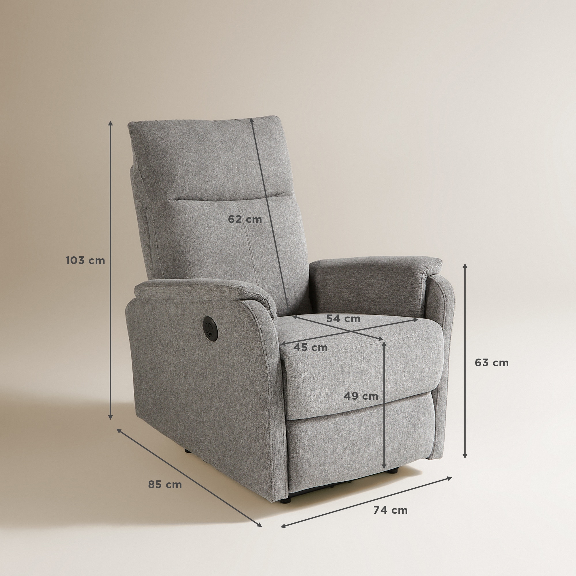 Cadeira com Relax Elétrico Niko Cinzento-10