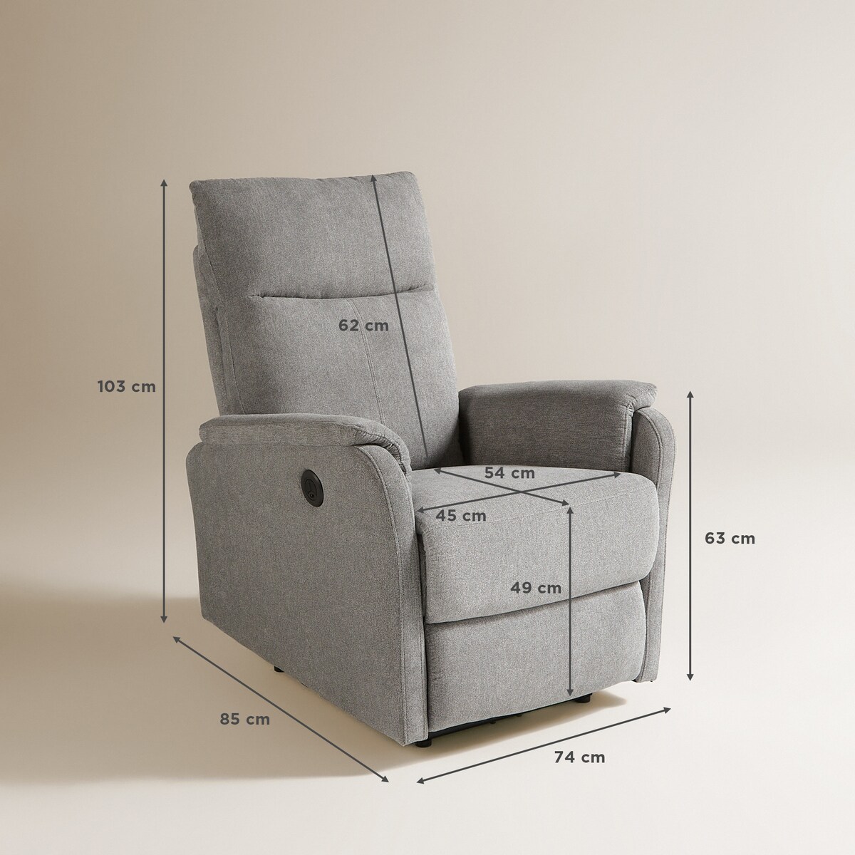 Cadeira com Relax Elétrico Niko Cinzento-10