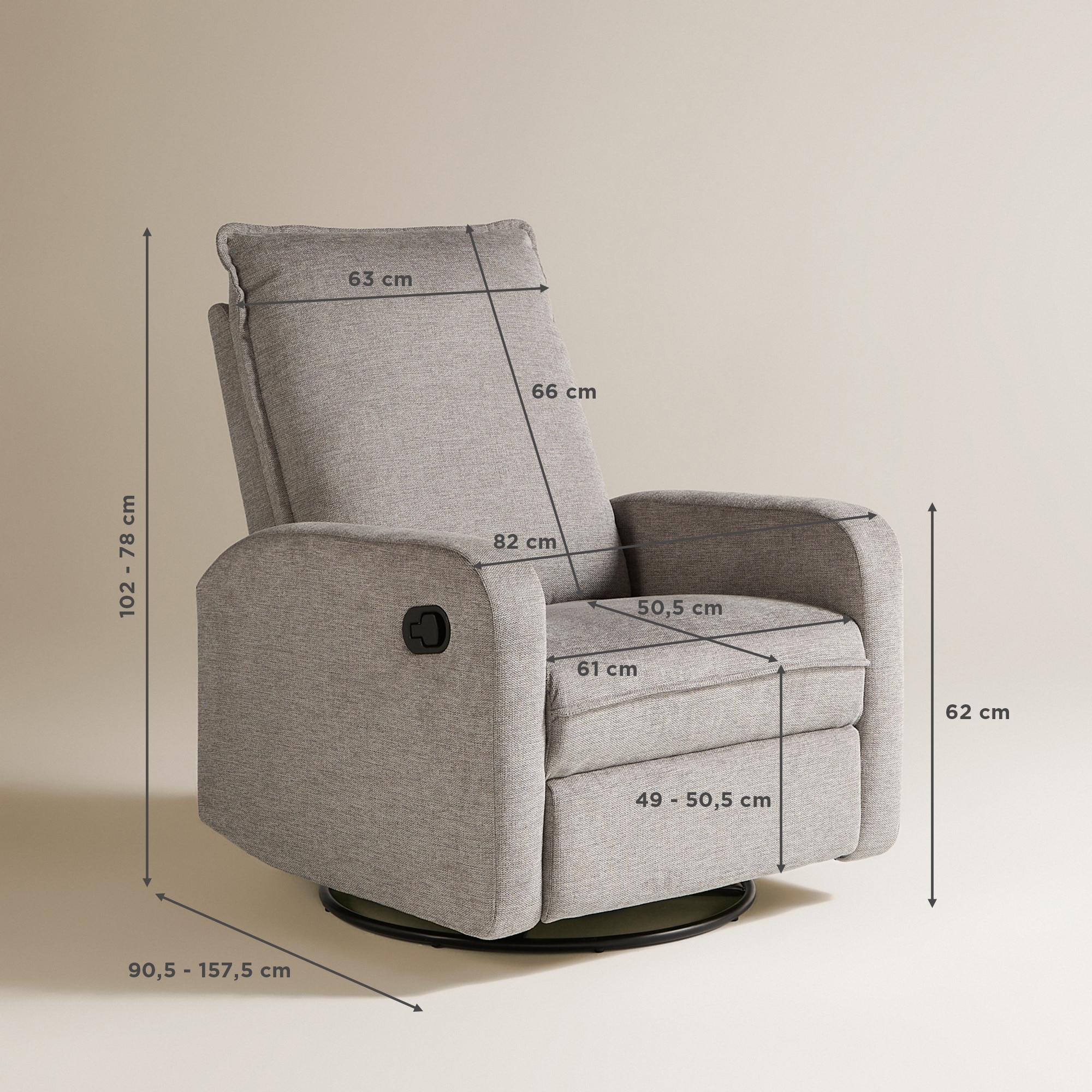 Cadeira com Relax Giratório Swing Cinzento-10