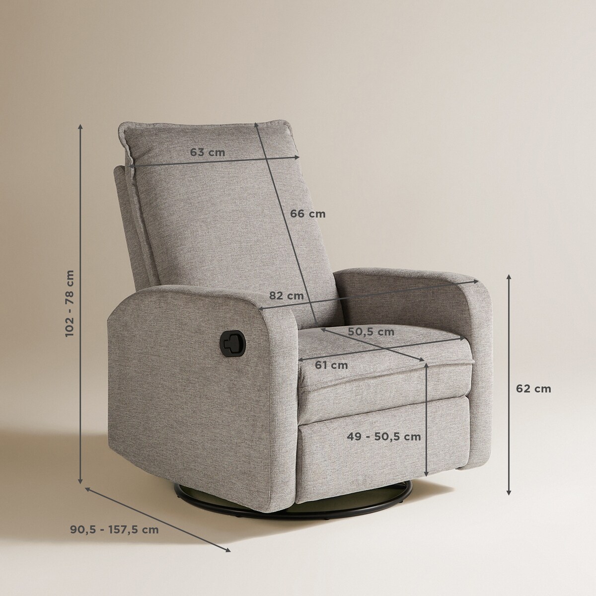 Cadeira com Relax Giratório Swing Cinzento-10