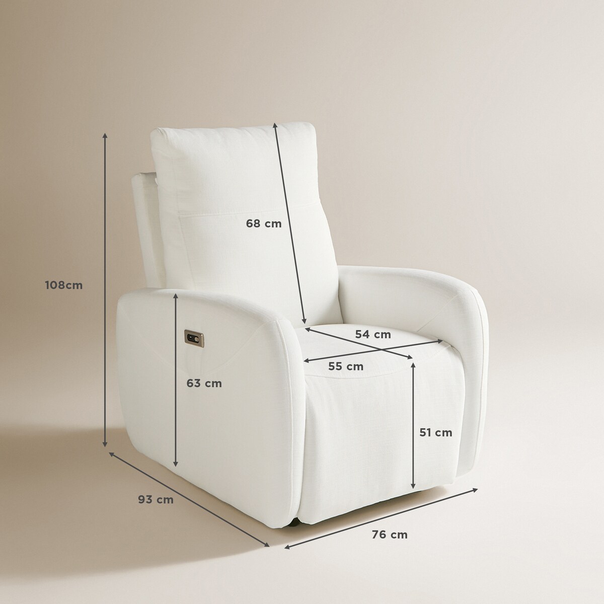 Sillón relax eléctrico Quiet El Corte Inglés Blanco-10