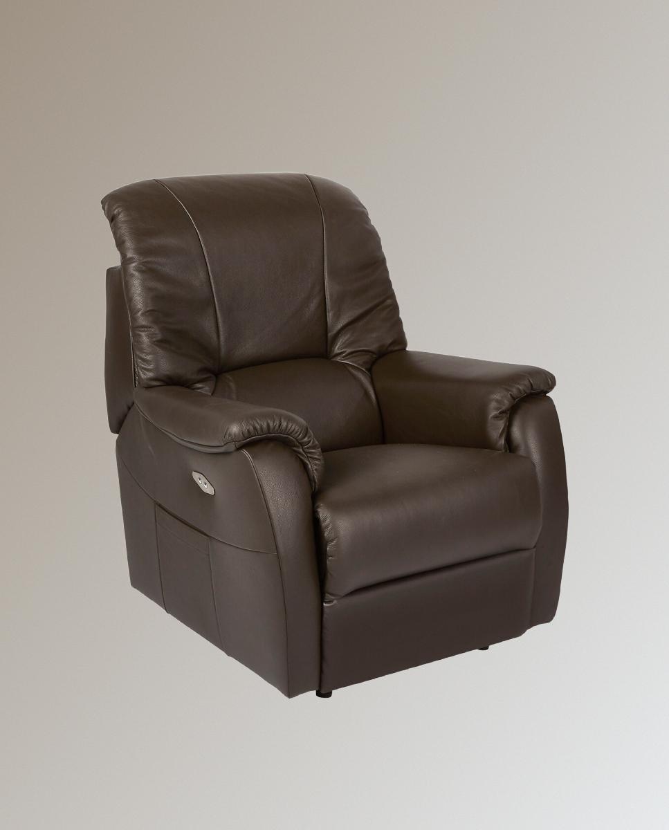 Sillón de piel relax eléctrico Catania - Marrón oscuro Marrón oscuro-1