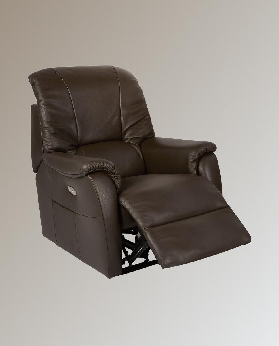 Sillón de piel relax eléctrico Catania - Marrón oscuro Marrón oscuro-3