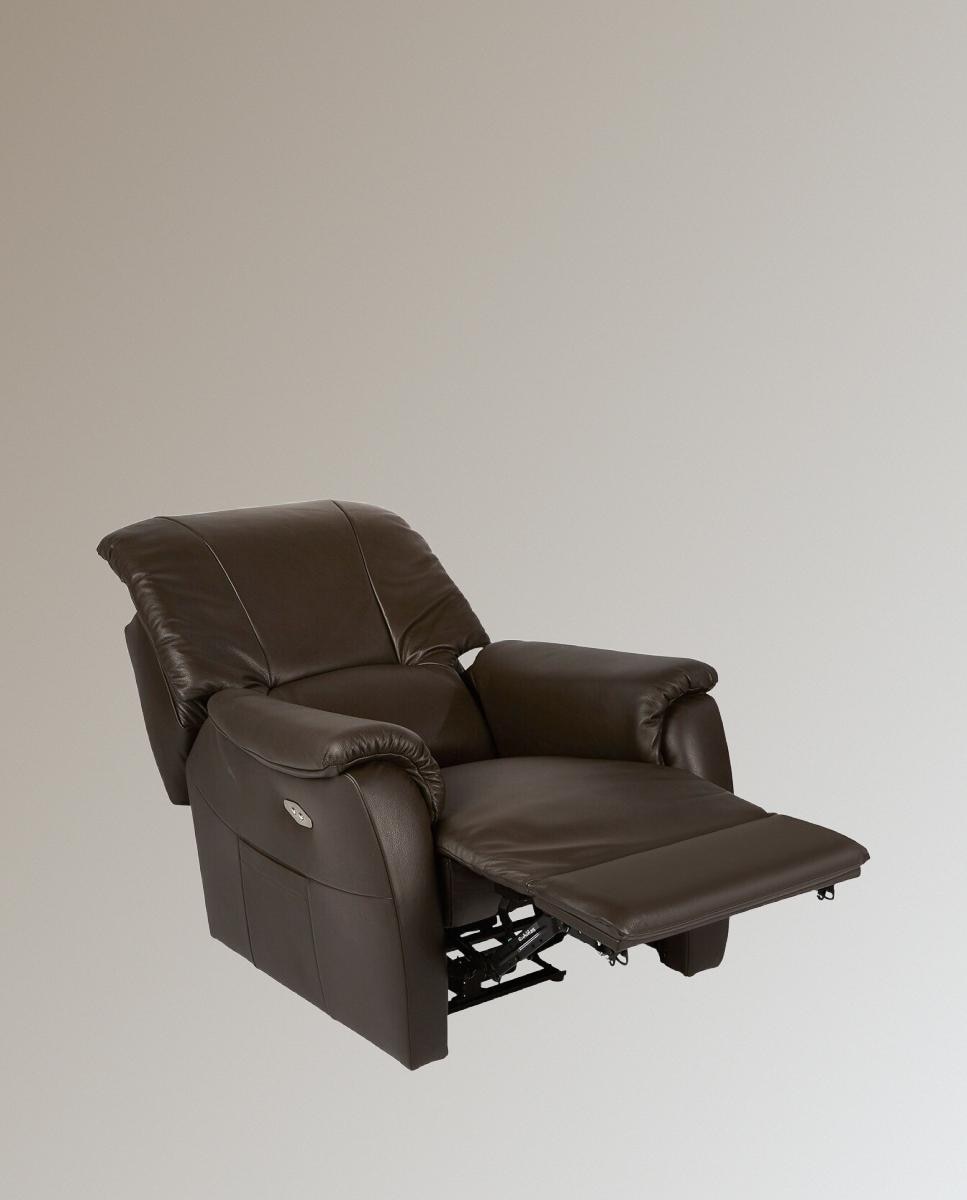 Sillón de piel relax eléctrico Catania - Marrón oscuro Marrón oscuro-4