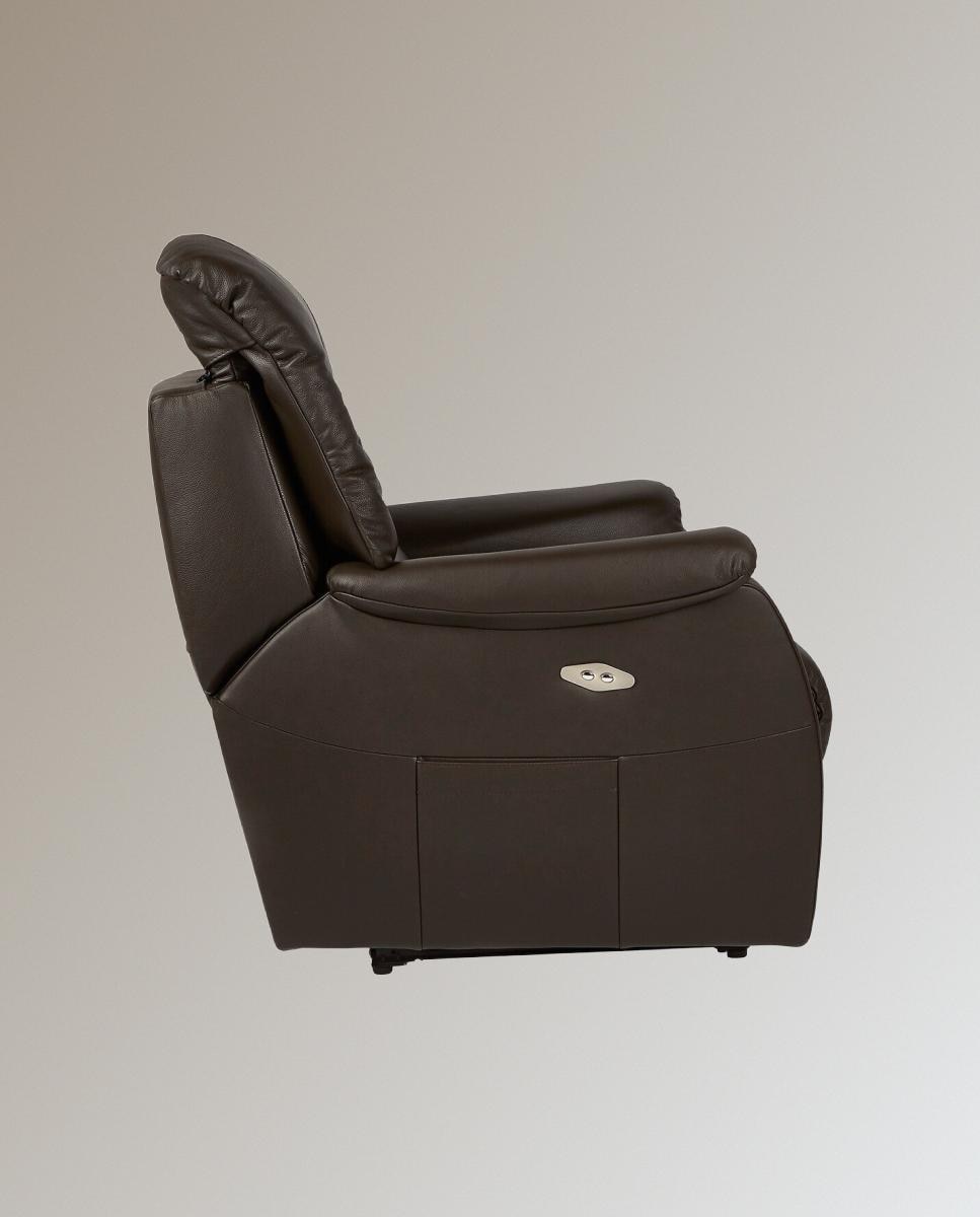 Sillón de piel relax eléctrico Catania - Marrón oscuro Marrón oscuro-5